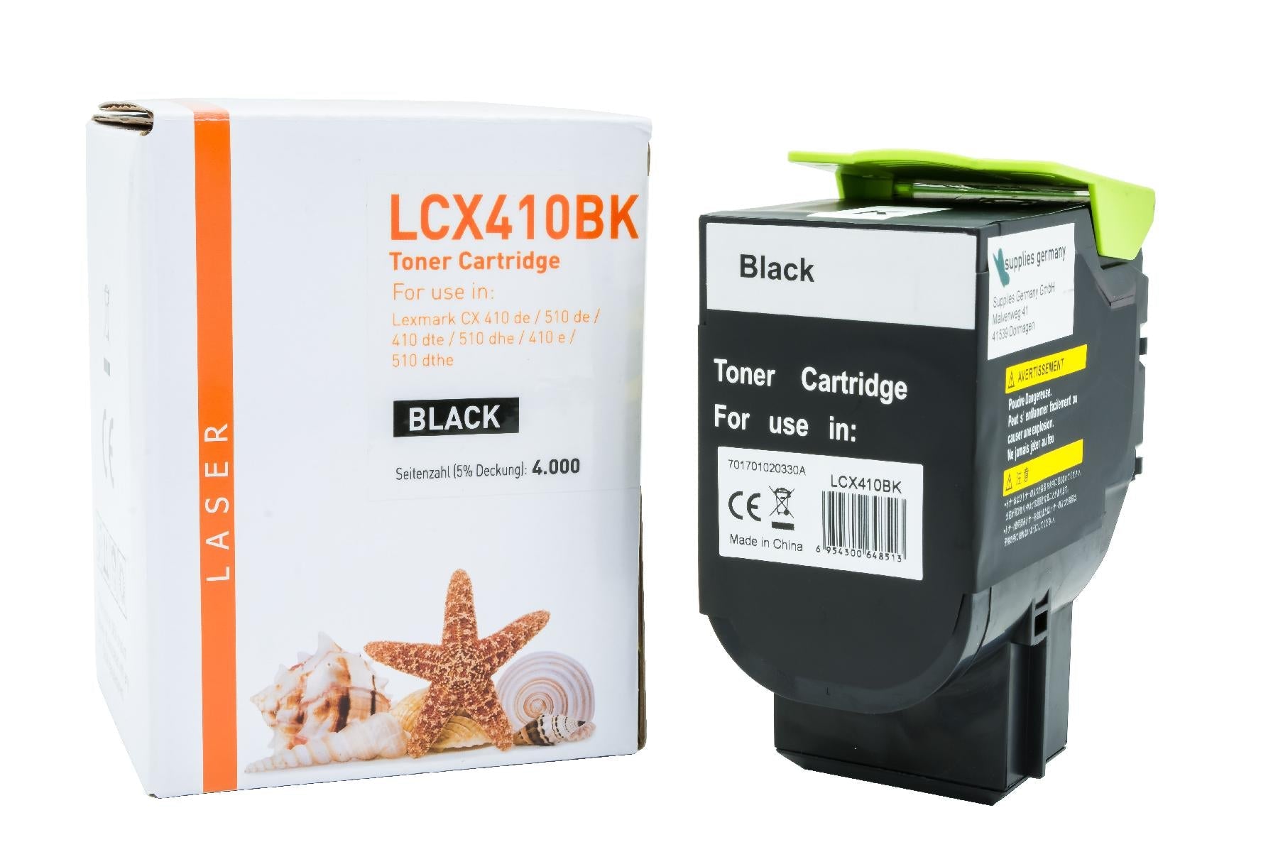 White Box TONCX410BK Alternativ Toner Schwarz für Lexmark / 80C2HK0 / 4.000 Seiten neu schwarz