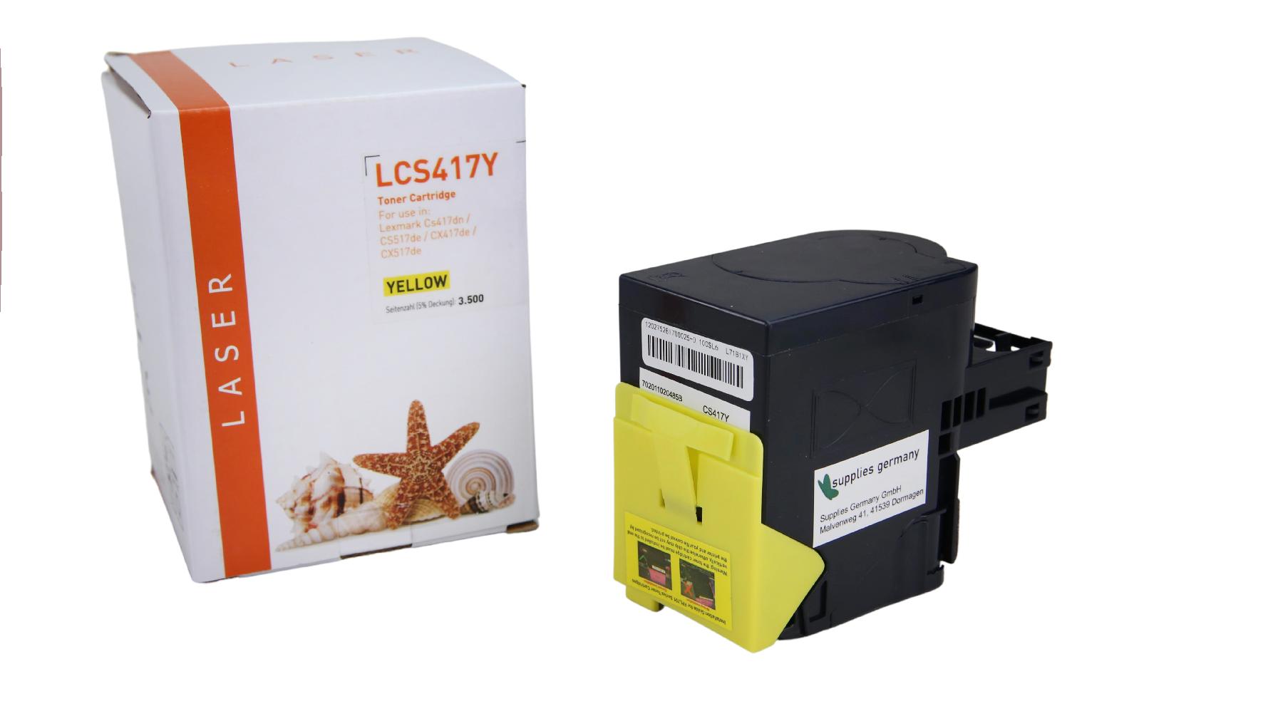 TONCS417Y Alternativ Toner Yellow für Lexmark / 71B2HY0 / 3.500 Seiten
