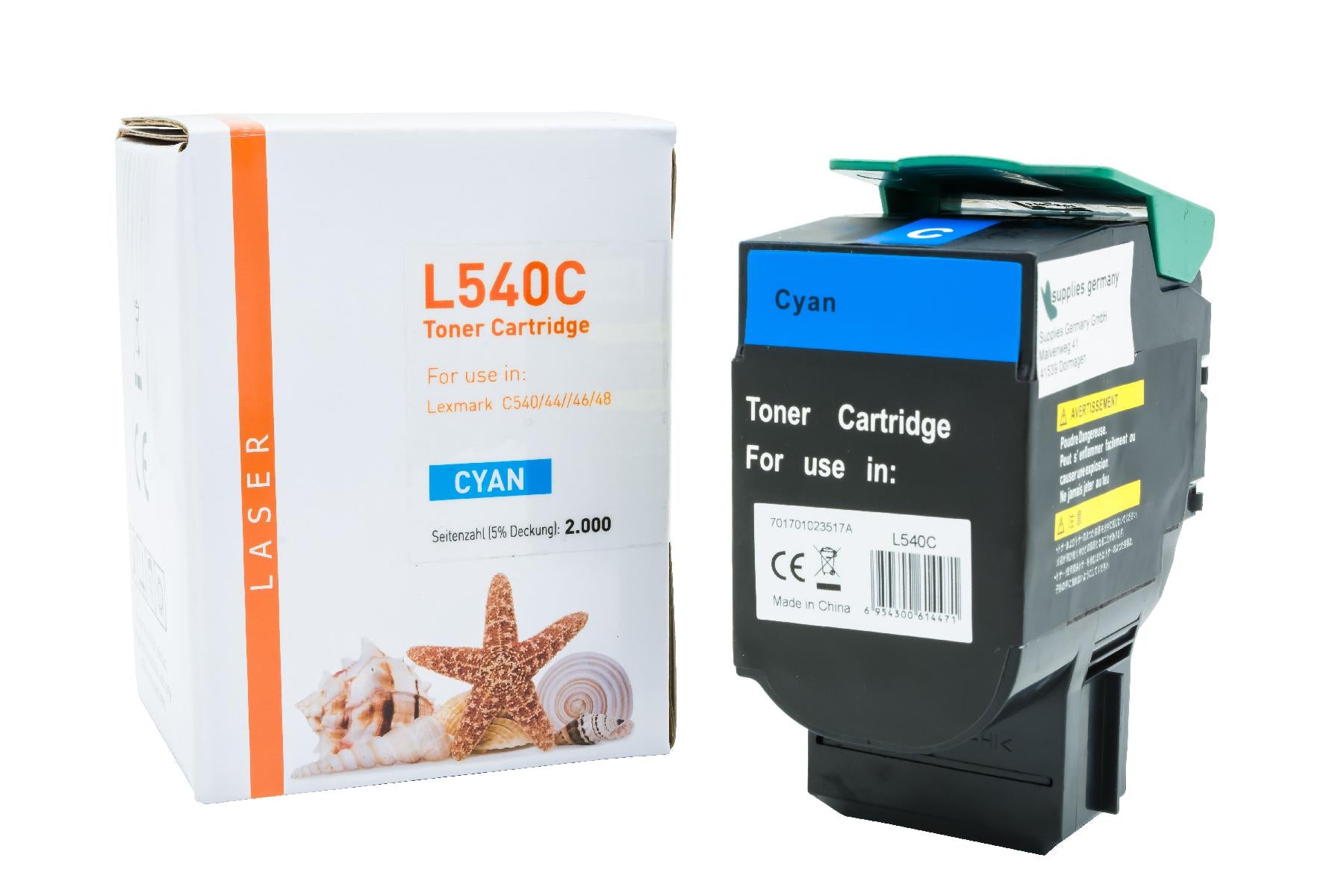 TONC540 Alternativ Toner Cyan für Lexmark  / C540 / 44 / 46 / 48 / 2.000 Seiten