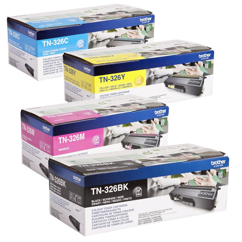 Brother TN-326 4er Pack / Schwarz Cyan Magenta Gelb - Set / Original BROTHER Laserdrucker Toner TN326