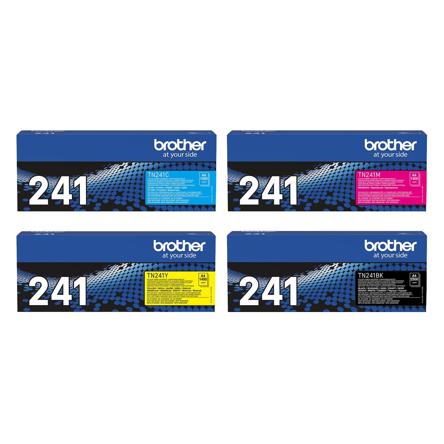 Brother Toner TN-241 4er Pack / Schwarz Gelb Cyan Magenta / MultiPack / TN241CMYK / neu 4 Farben