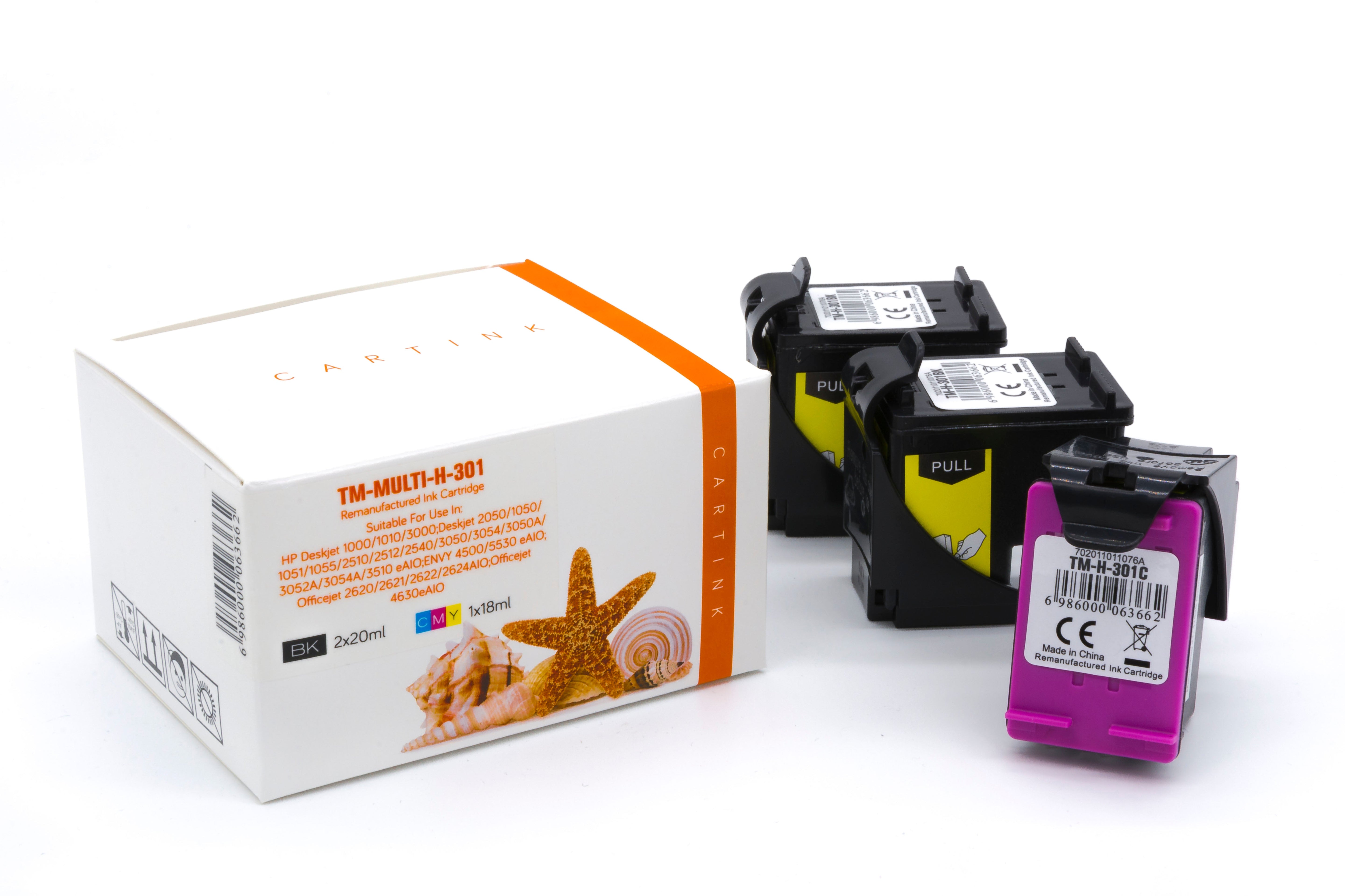 Multipack 301 Alternativ Tinte für HP / E5Y87EE / 2x301BK20ml / 1x301C18ml