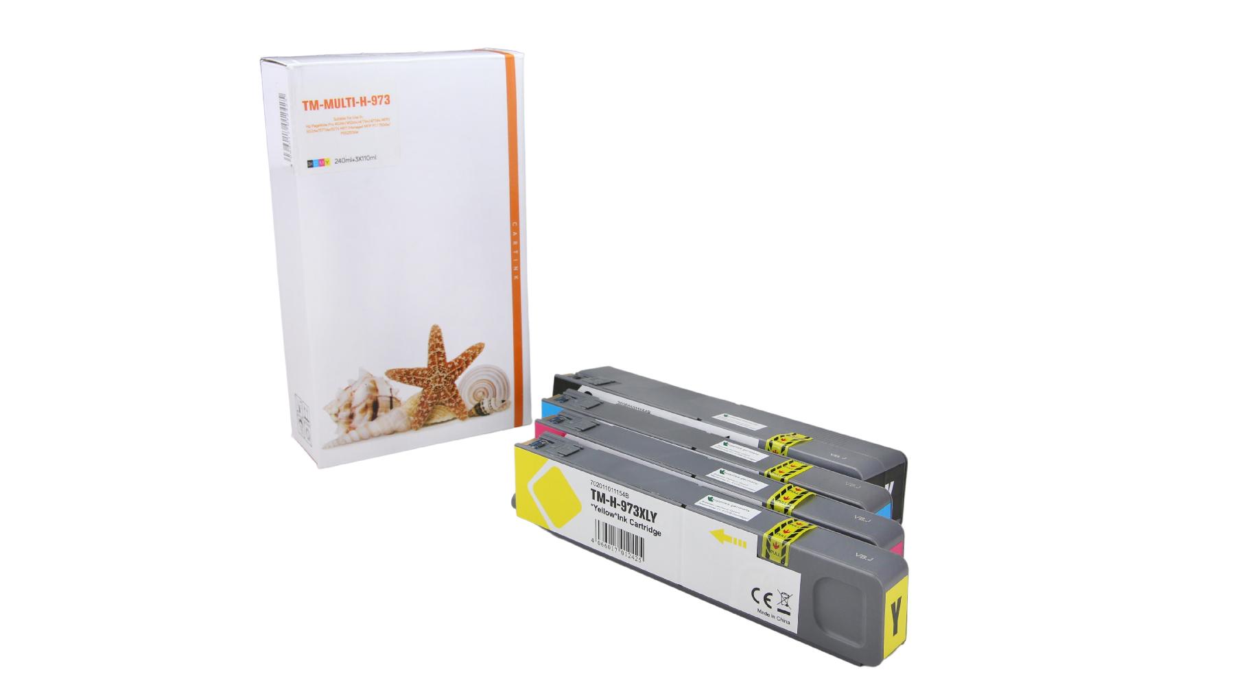 Multipack 973XL Alternativ Tinte für HP / L0S07AE /F6T81AE/82/83 / BK240ml / C,M,Y110ml