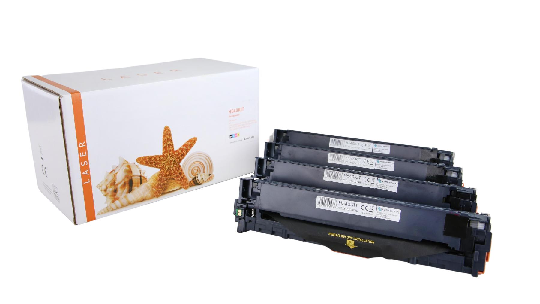 TONCB540KIT Alternativ Toner Rainbowkit für HP / CB540 / BK2.200 / CMY1.400 Seiten