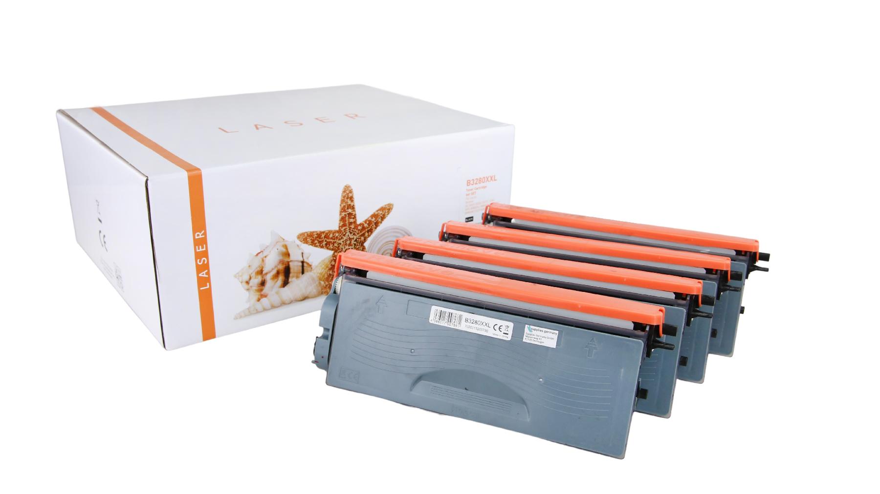 4er Set TONTN3280XXL Alternativ Toner Black für  B / TN3280XXL / 4x12.000 Seiten