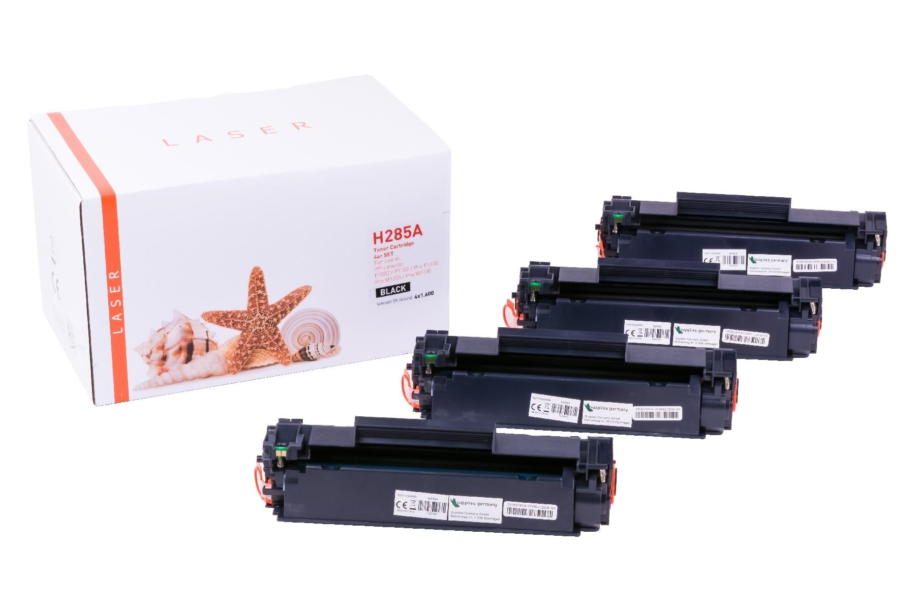 4er Set TONCE285A Alternativ Toner Schwarz für HP / CE285 / 4x1.600 Seiten