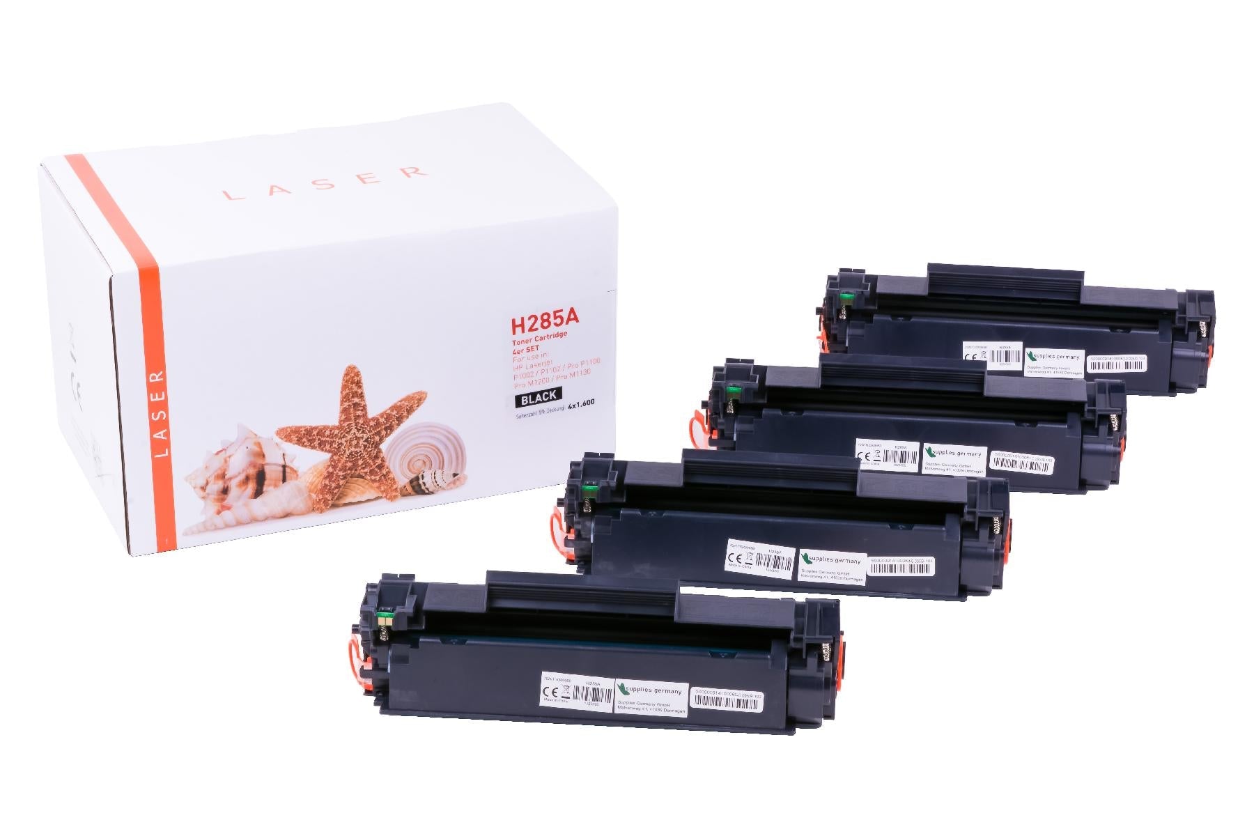 4er Set TONCE285A Alternativ Toner Black für HP / CE285 / 4x1.600 Seiten