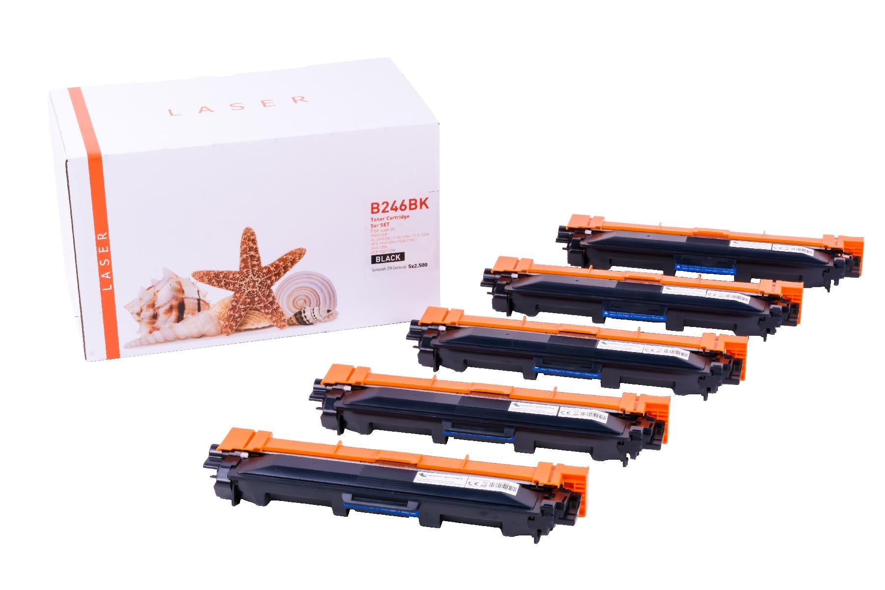 5er Set TONTN246BK Univ. Toner TN241/242/245/246BK für Brother / TN246BK / 5x 2.500 Seiten