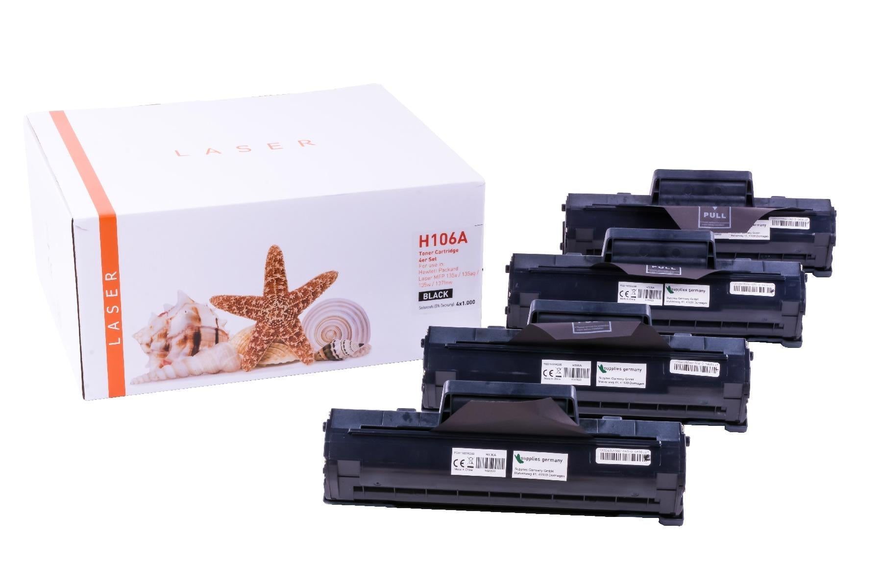 4er Set TON106A Alternativ Toner Schwarz für HP / W1106A / 4x1.000 Seiten