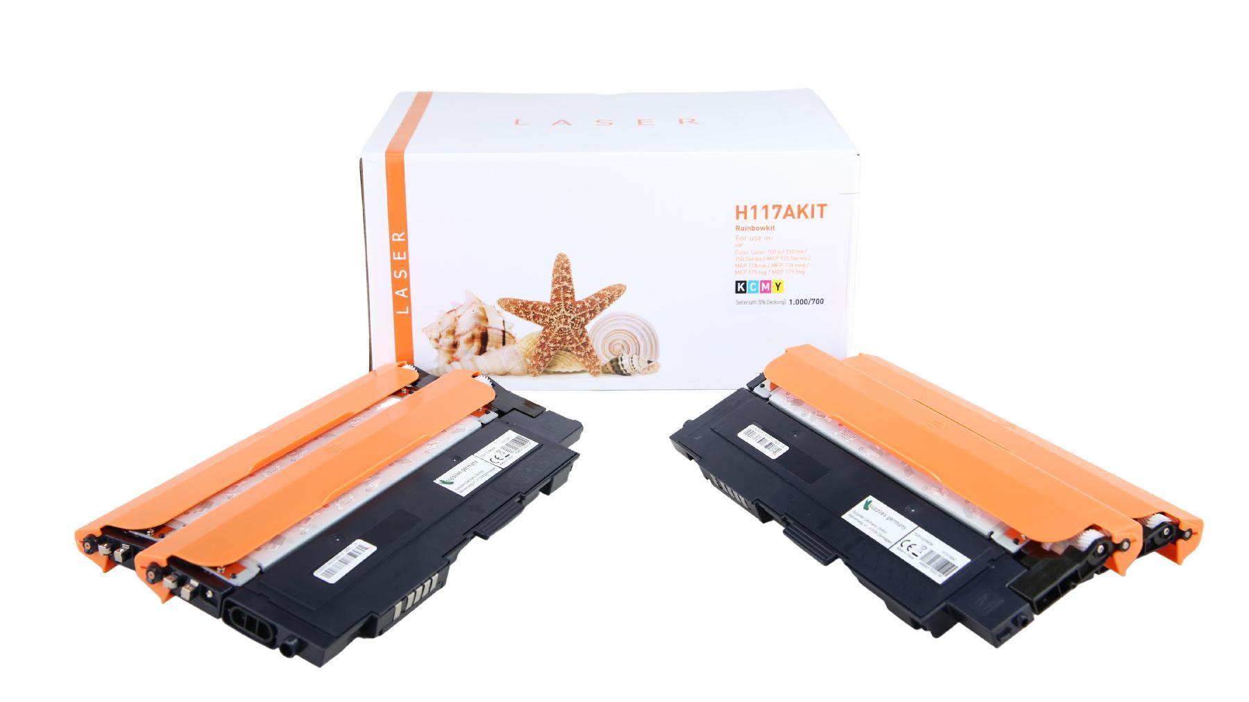 TON117AKIT Alternativ Toner Rainbowkit für HP / W2070AW2073A / BK1.000 / CMY700 Seiten