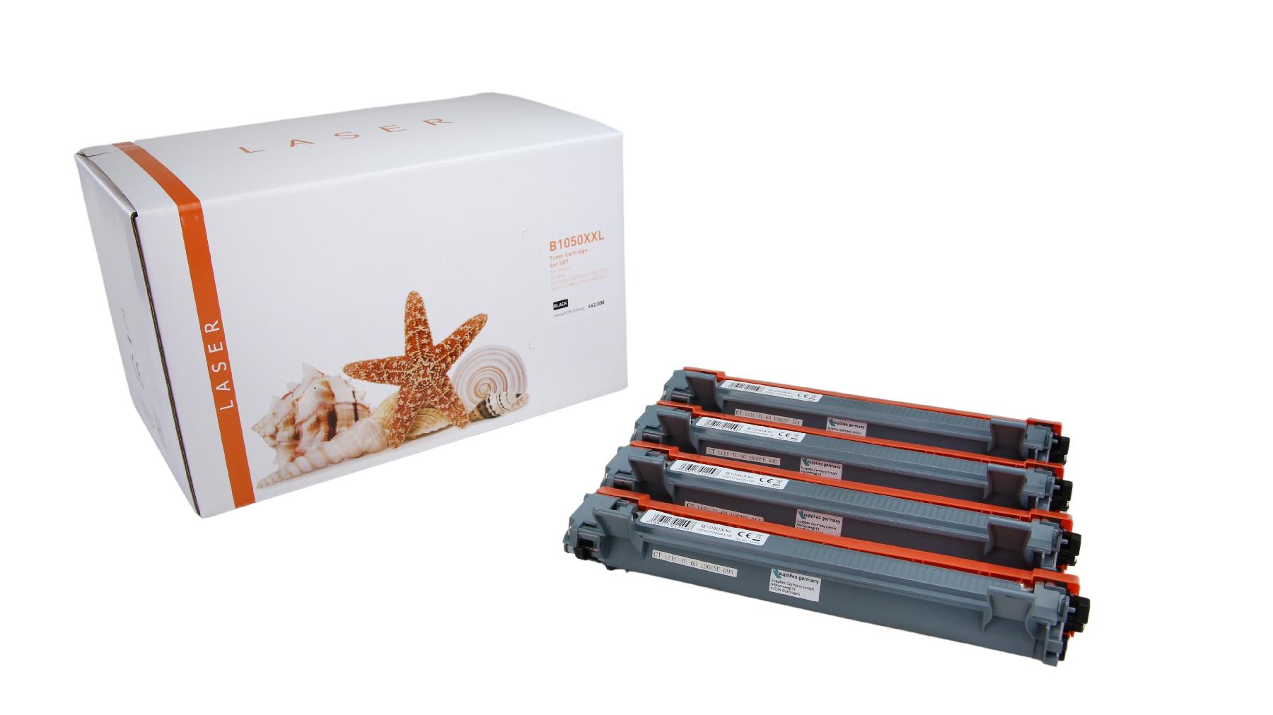 4er Set TONTN1050XXL Alternativ Toner Black für Brother / TN1050XXL / 4x2.000 Seiten