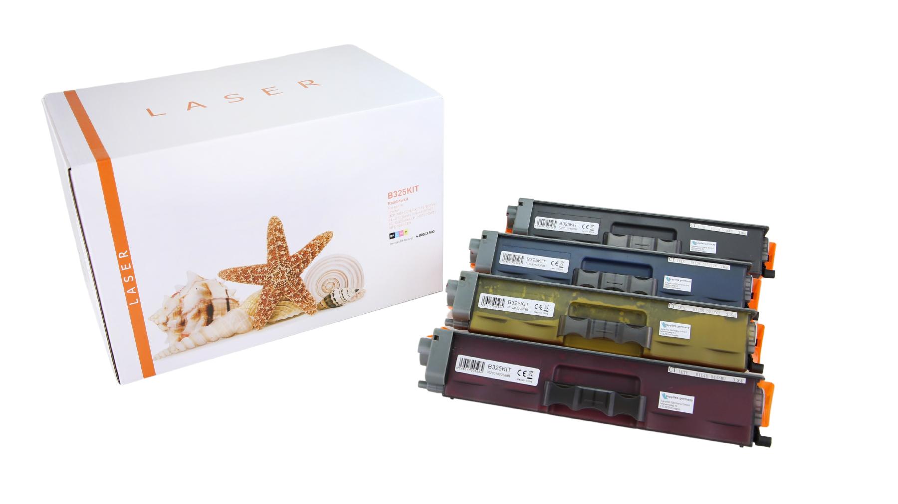 TONTN325KIT Alternativ Toner Rainbowkit für Brothe / TN325 / BK4.000 / CMY3.500 Seiten