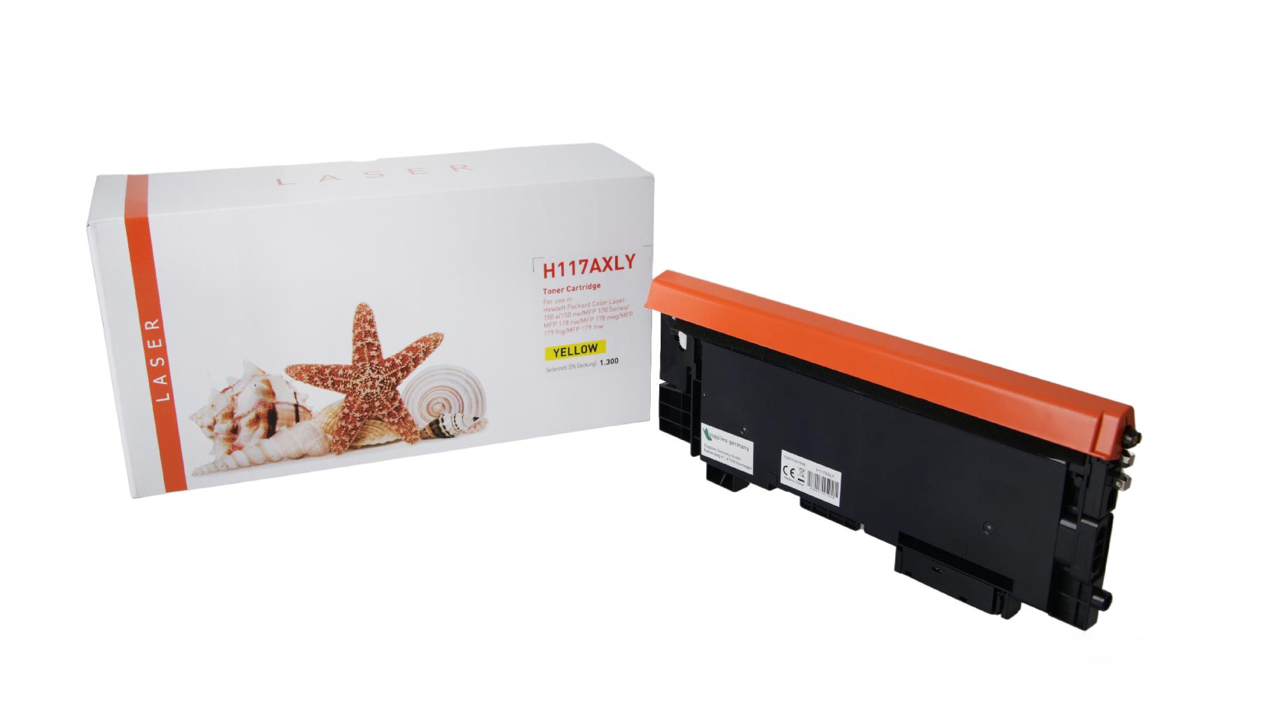 TON117AXLY mit Chip Alternativ Toner Yellow für HP / W2072A / 1.300 Seiten