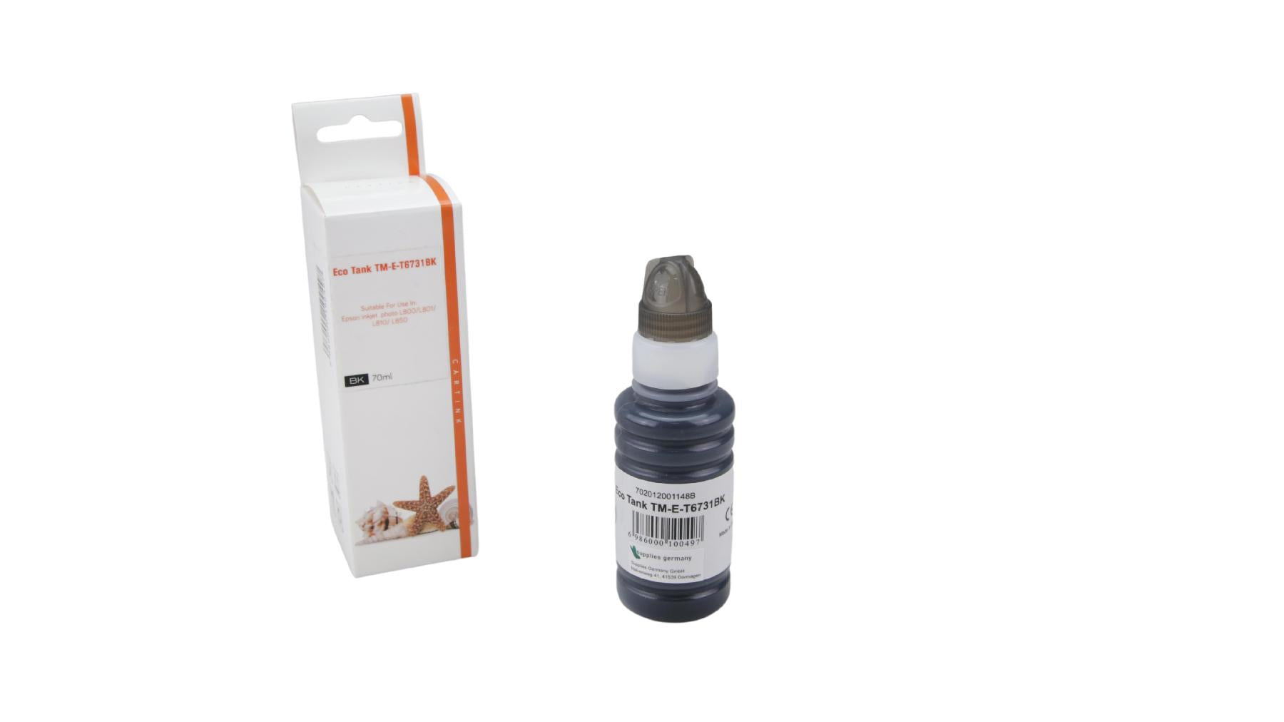 T6731BK Eco Tank Nachfüllflasche Schwarz für Epson / T6731BK / 70ml