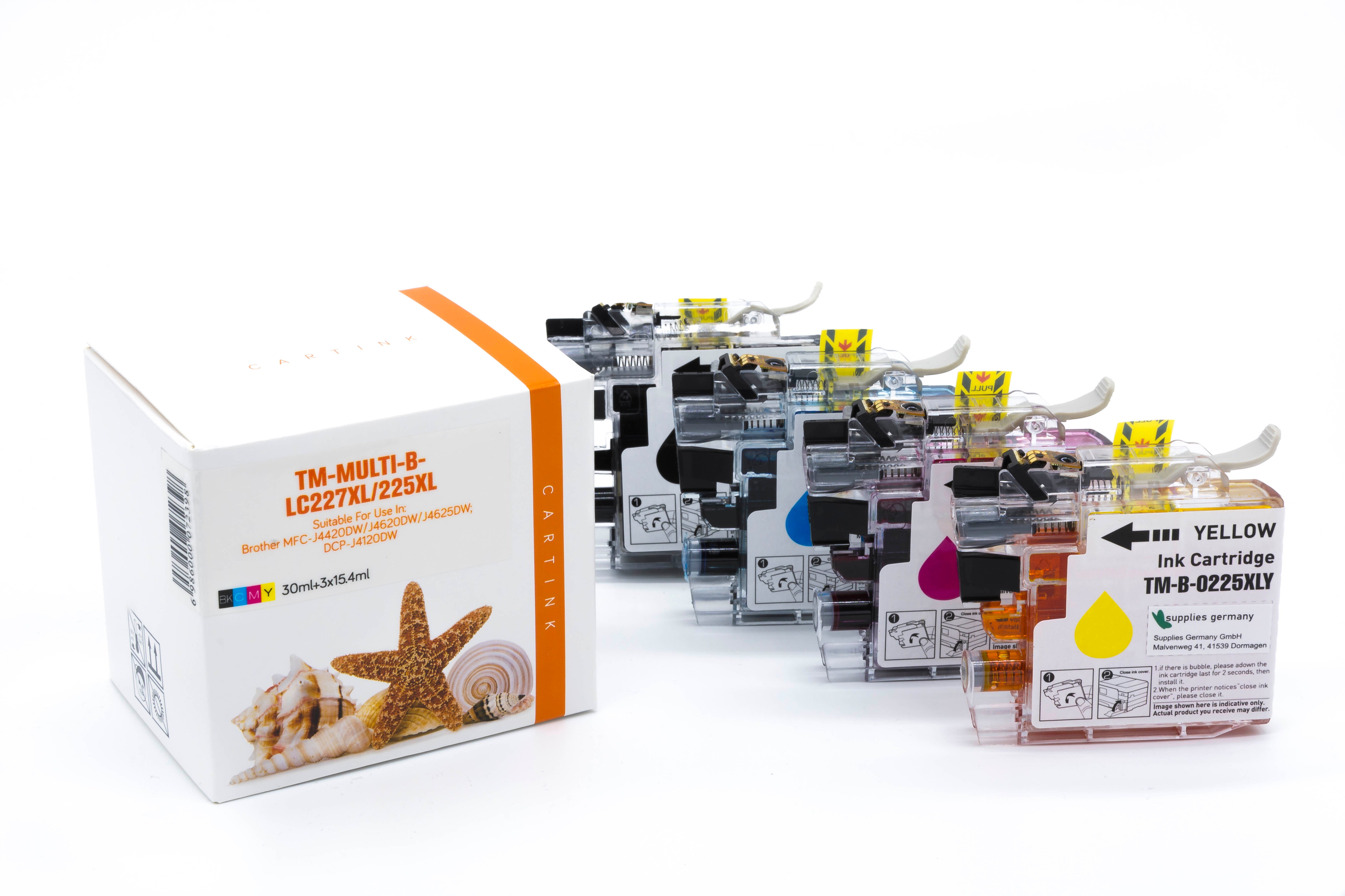 Multipack LC227/225XL Alternativ Tinte für Brother / LC227XLVALBP / BK25ml / C,M,Y11ml