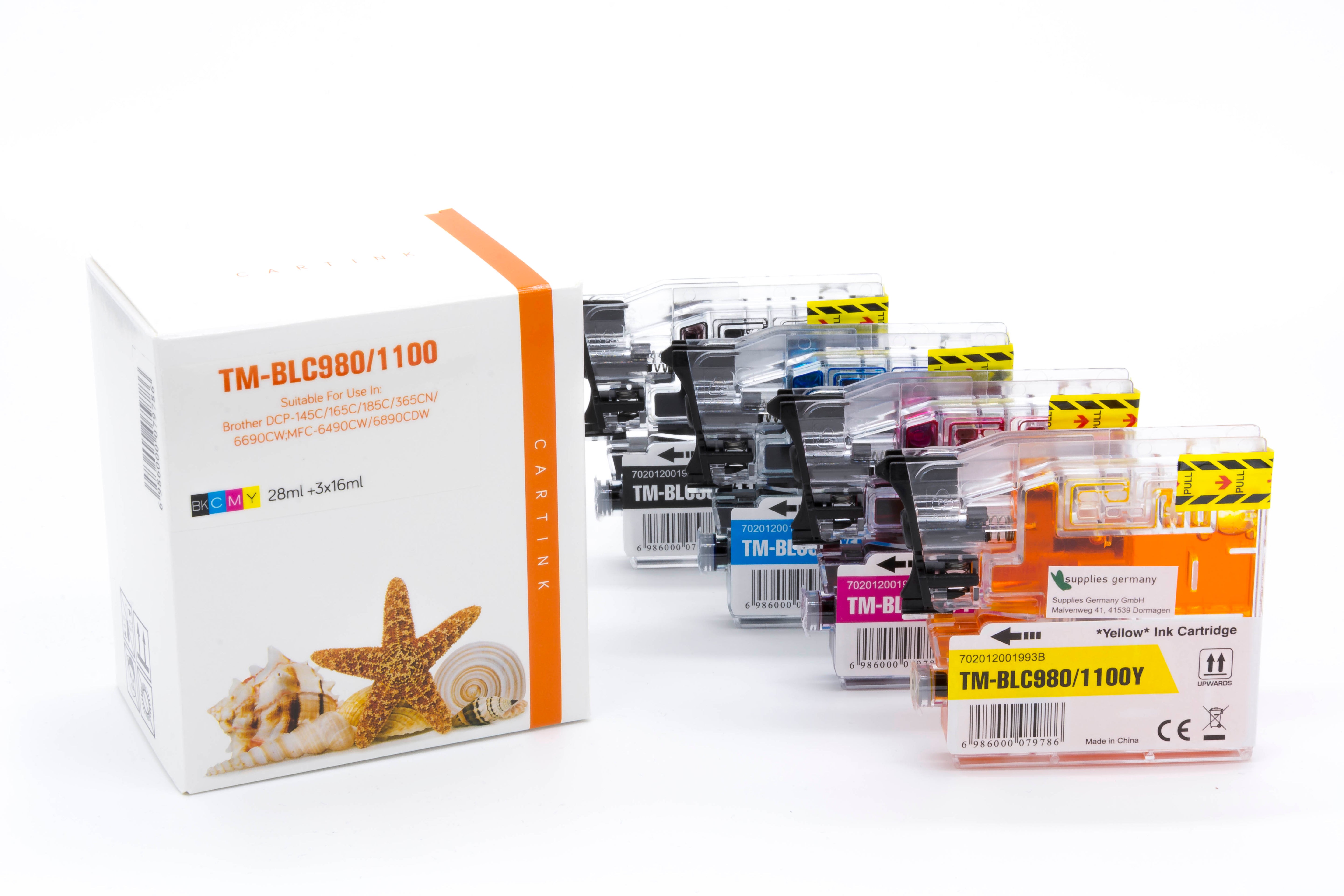 Multipack LC980/1100 Alternativ Tinte für Brother / LC980VALBP / BK28ml / C,M,Y16ml
