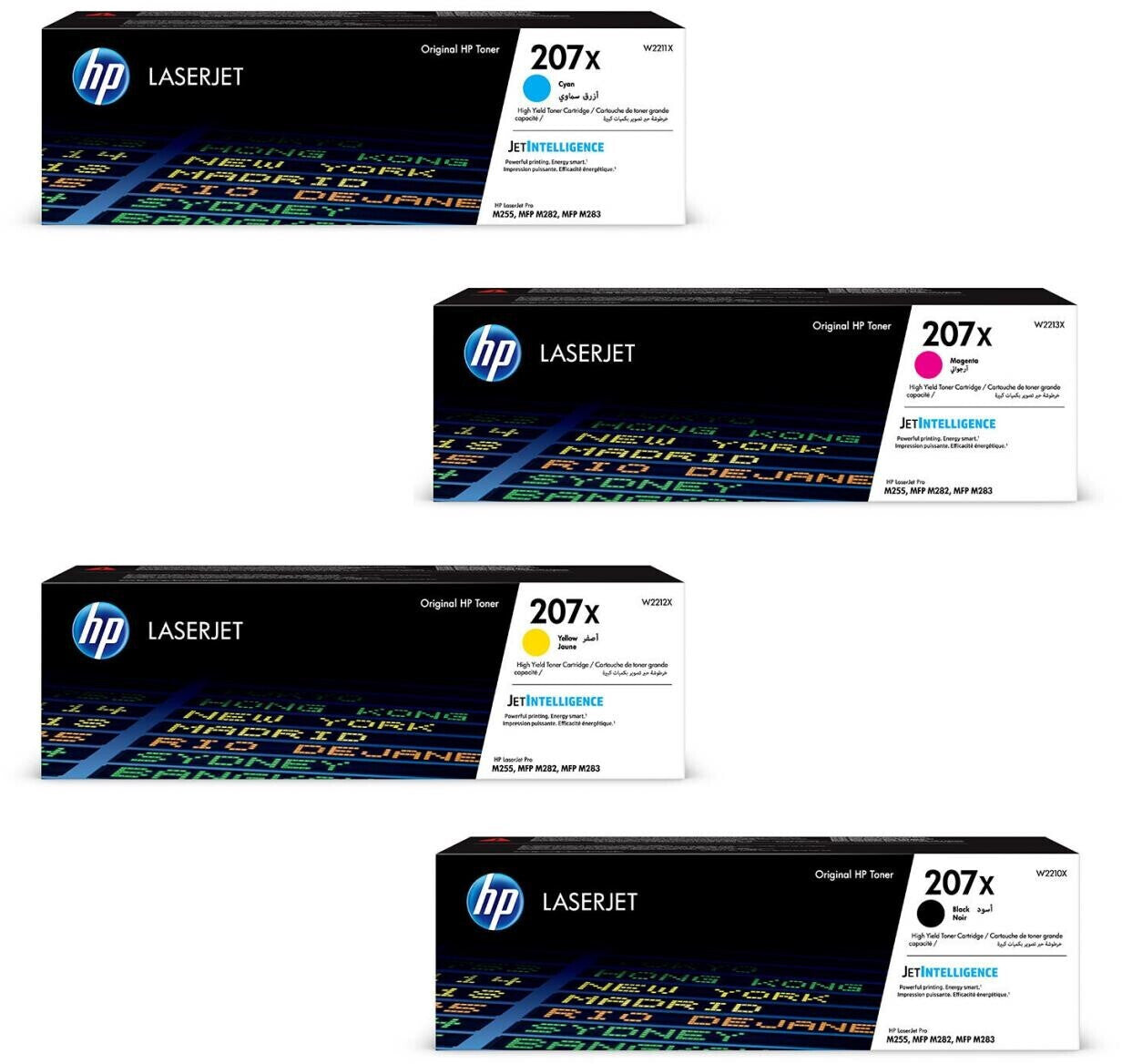 HP 207X 4er Pack // Original Toner alle Farben (W2211X, W2213X, W2212X, W2210X) Cyan Magenta Gelb Schwarz